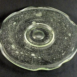 Coupe Art Déco Schneider vert nil, verrerie bullée